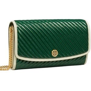 Tory Burch Robinson Patent Puffy Quilted Chain Wallet. Brand New Never been used